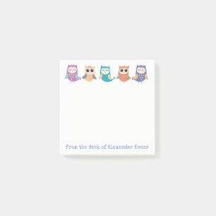 Notas Post-it® Personalización de filas de búhos pasteles