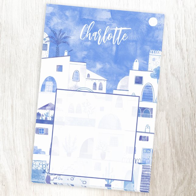 Notas Post-it® Personalización de la acuarela de Santorini Grecia (Subido por el creador)