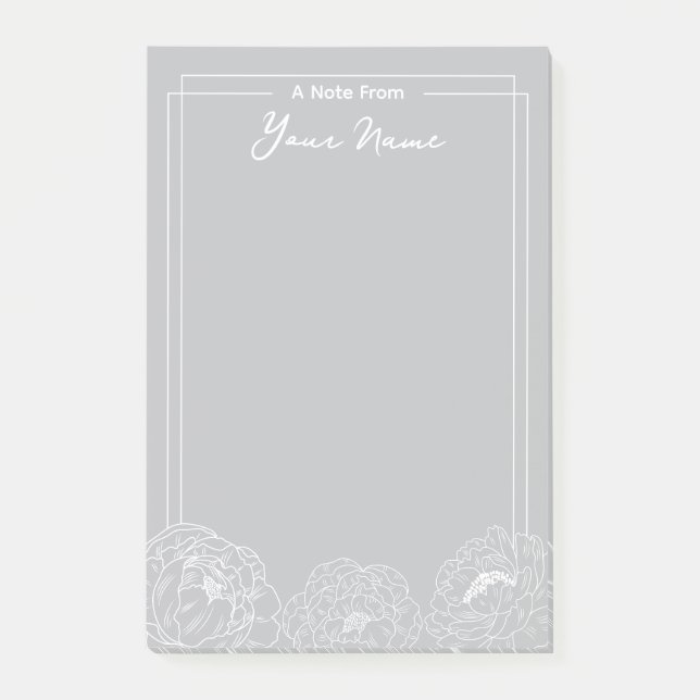 Notas Post-it® Personalización de la línea blanca delineada Peoni (Anverso)