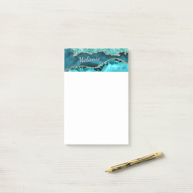 Notas Post-it® personalizadas con nombre en dorado (Escritorio)