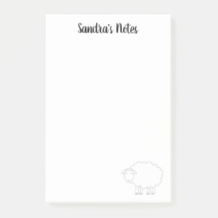 Notas Post-it® personalizadas con ovejas lindas