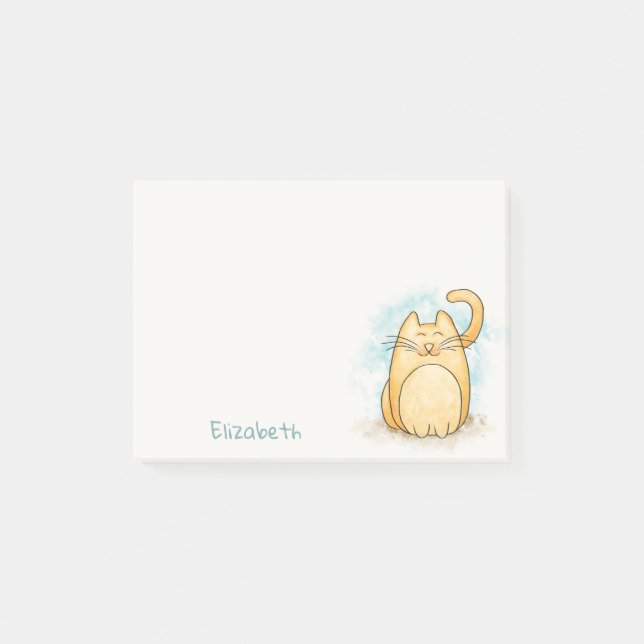 Notas Post-it personalizadas de Cute Cat Watercolo (Anverso)