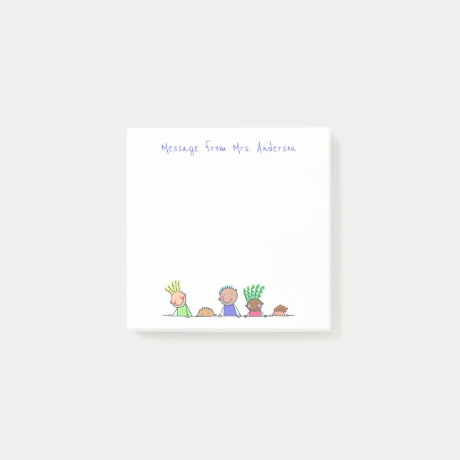 Notas Post-it personalizadas de Fila de Niños (Anverso)