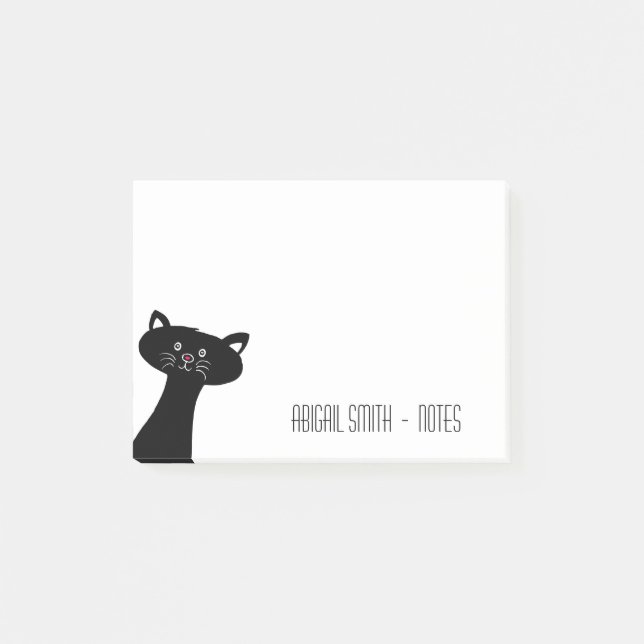 Notas Post-it® personalizadas de gato negro lindo  (Anverso)