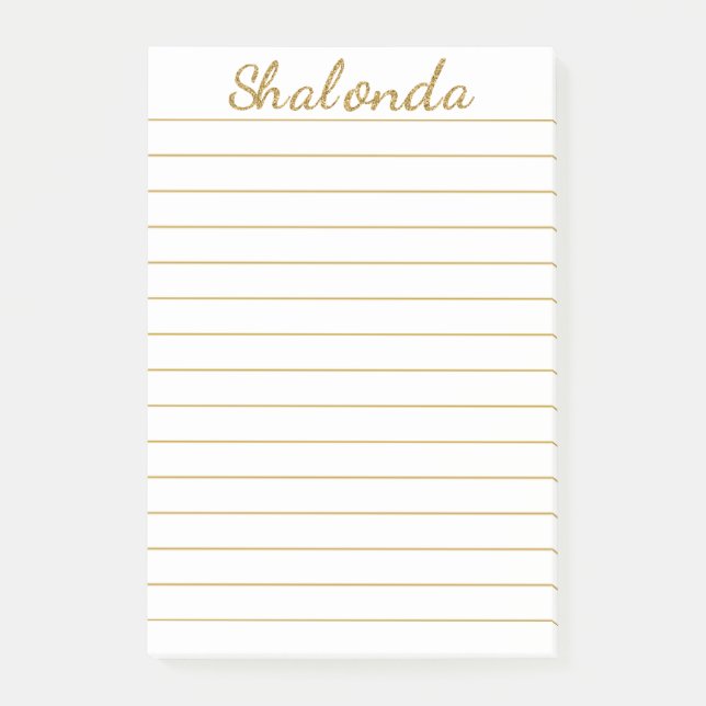 Notas Post-it® personalizadas Gold Striped 4 x 6 (Anverso)
