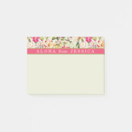 Notas Post-it® Personalizado Aloha Tropical Floral Rosa y Lime