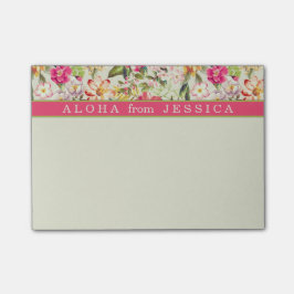 Notas Post-it® Personalizado Aloha Tropical Floral Rosa y Lime