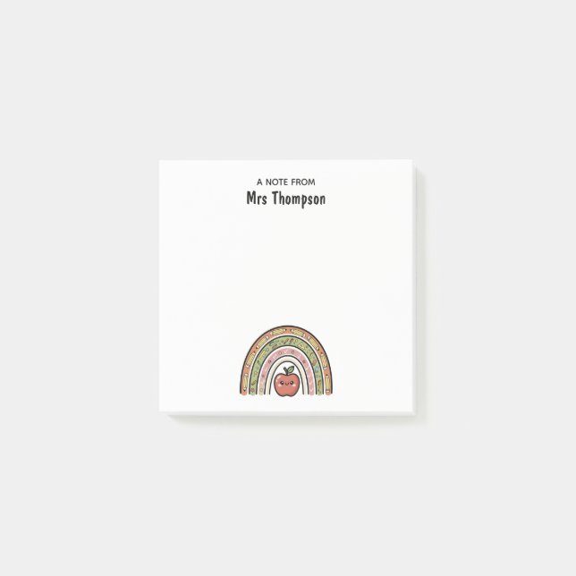 Notas Post-it® Personalizado Apple Rainbow Profesor Escuela Perso (Anverso)