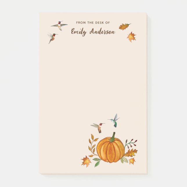 Notas Post-it® Personalizado Autumn Rufous Hummingbirds Notepad (Anverso)