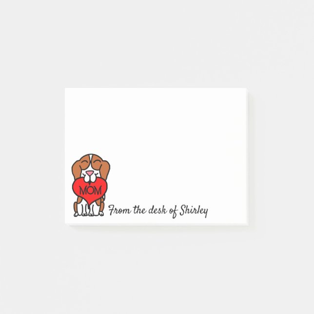Notas Post-it® Personalizado Beagle Heart Mom (Anverso)