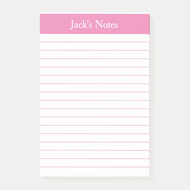 Notas Post-it® Personalizado clásico en línea rosa (Anverso)