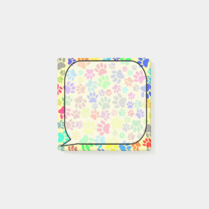 Notas Post-it® Personalizado colorido Puppy Paw Impresiones