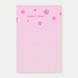 Notas Post-it® Personalizado con nombres de estrellas rosadas en 