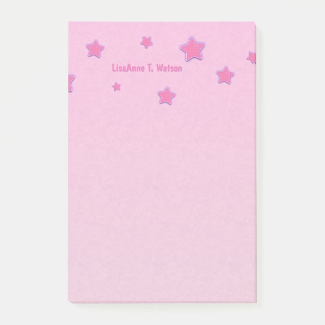 Notas Post-it® Personalizado con nombres de estrellas rosadas en  (Anverso)