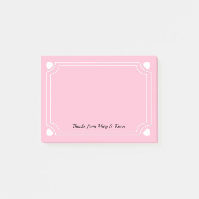 Notas Post-it® Personalizado Corazón Rosa Línea Boda Romántica Pa (Anverso)