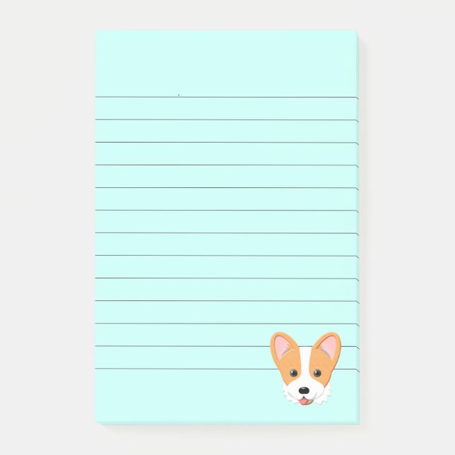 Notas Post-it® Personalizado Corgi Lined (Anverso)