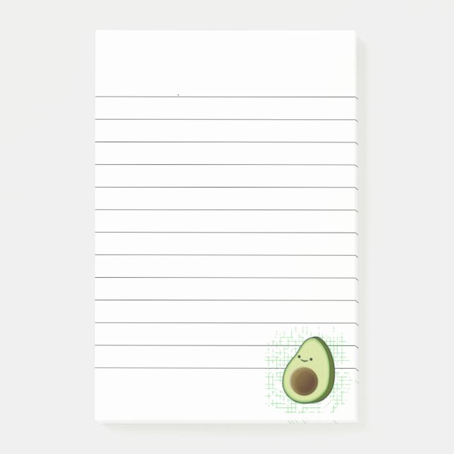 Notas Post-it® Personalizado Cute Aguacate Fondo Dolor Llenado (Anverso)