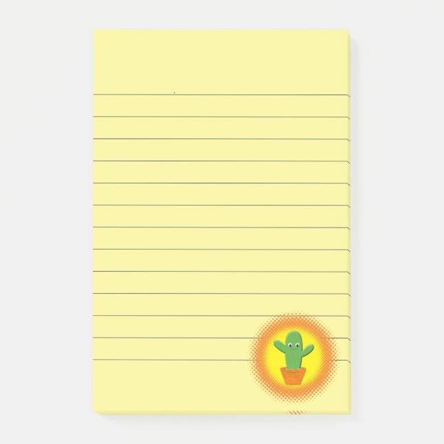 Notas Post-it® Personalizado Cute Cactus Lined (Anverso)