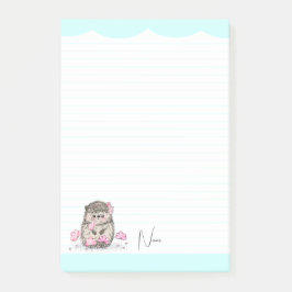 Notas Post-it® Personalizado Cute Little Hedgehog Blue