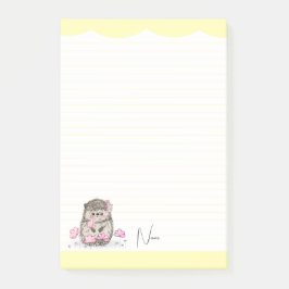Notas Post-it® Personalizado Cute Pequeño Hedgehog Amarillo