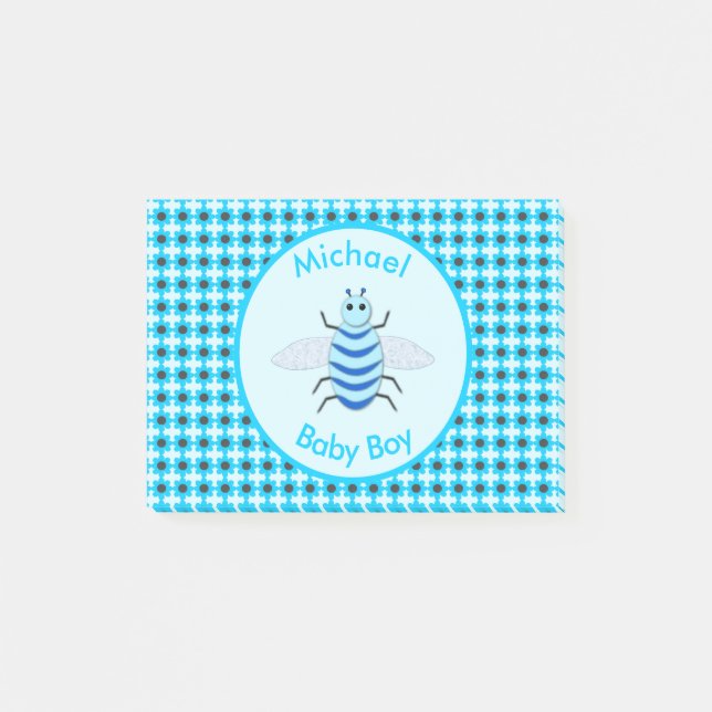 Notas Post-it® Personalizado de Abeja de Niño Azul (Anverso)