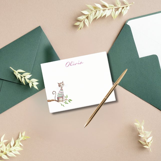 Notas Post-it® Personalizado de acuarela de felino caprichoso par (Subido por el creador)