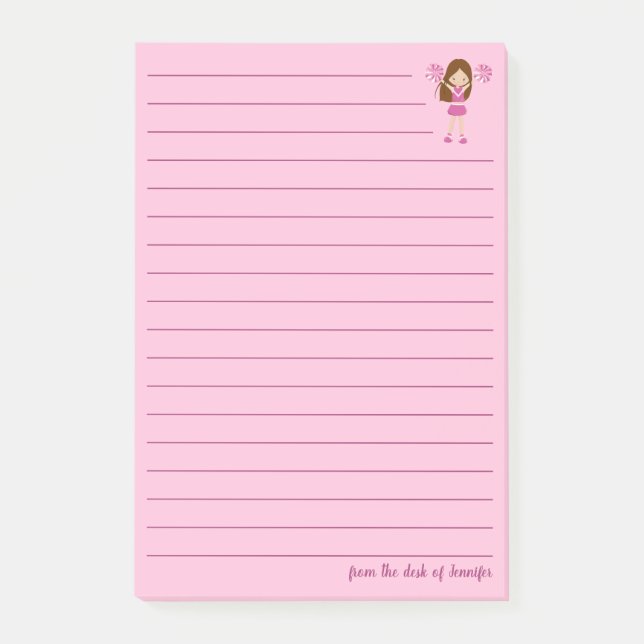 Notas Post-it® Personalizado de animadores rosados (Anverso)