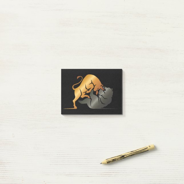 Notas Post-it® Personalizado de Bolsa de Valores de Toro y Oso (Escritorio)