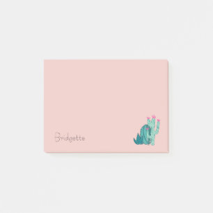Notas Post-it® Personalizado de Cactus Verde Rosa