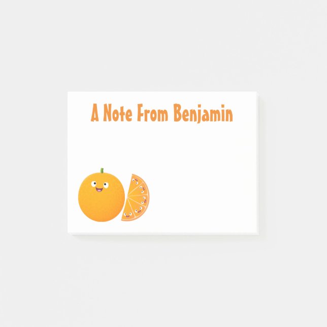 Notas Post-it® Personalizado de cítricos de feliz naranja (Anverso)