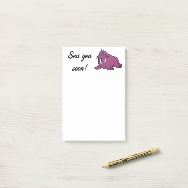 Notas Post-it® Personalizado de Cute Purple Walrus, naturaleza am (Escritorio)