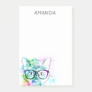 Notas Post-it® personalizado de diseño de acuarela de gato