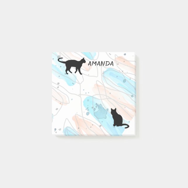 Notas Post-it® personalizado de diseño de acuarela de gato (Anverso)