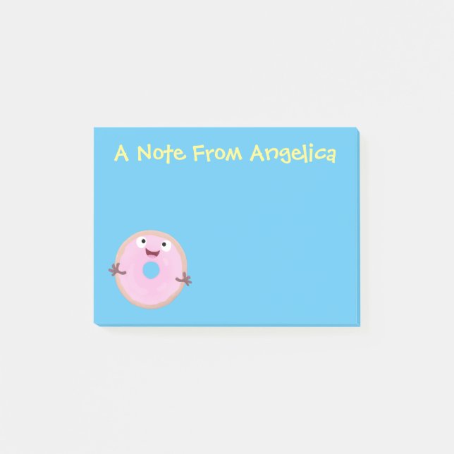 Notas Post-it® Personalizado de donut rosa alegre y brillante (Anverso)