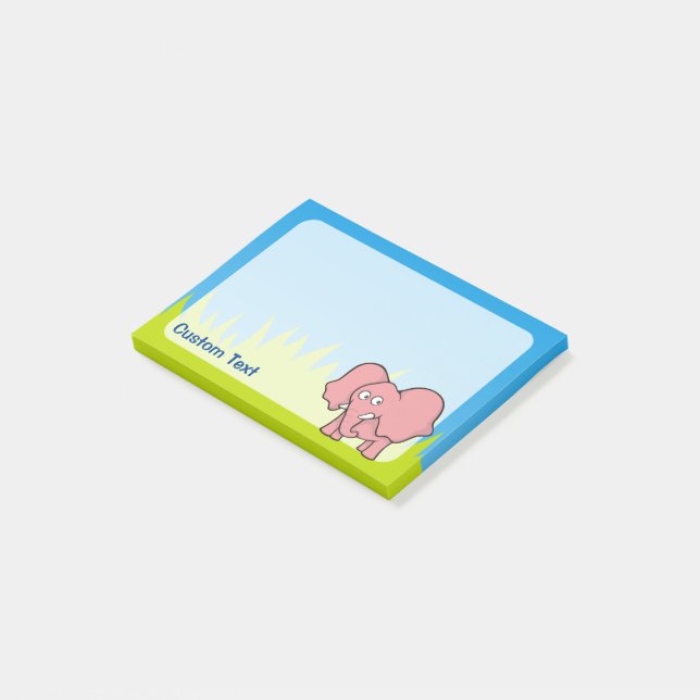 Notas Post-it® Personalizado de elefantes rosados (En perspectiva)