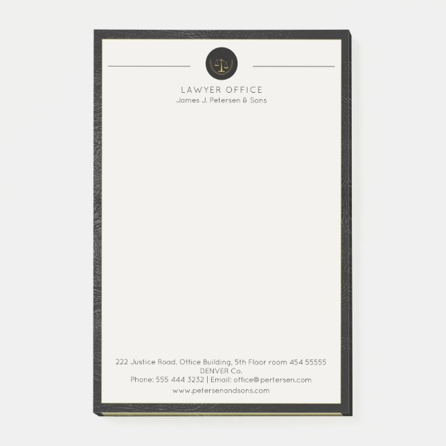 Notas Post-it® Personalizado de escalas legales de oficinas elega (Anverso)