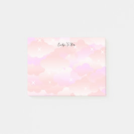 Notas Post-it® Personalizado de Estrellas de Nube Estética Rosa C