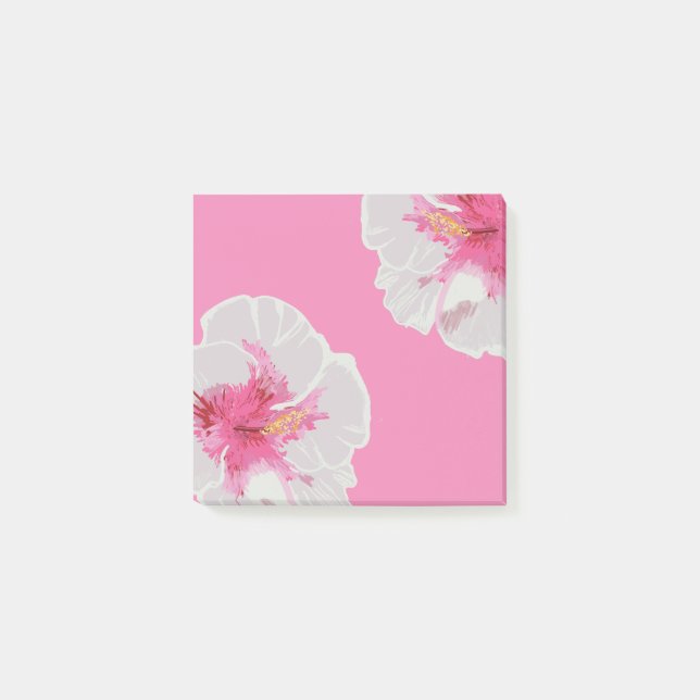 Notas Post-it® Personalizado de Flores Hibiscus Blancas (Anverso)