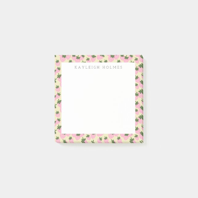 Notas Post-it® Personalizado de fresas dispersas (crema) (Anverso)