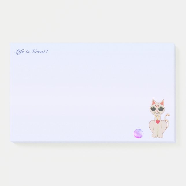 Notas Post-it® Personalizado de gato beige lindo en azul claro (Anverso)