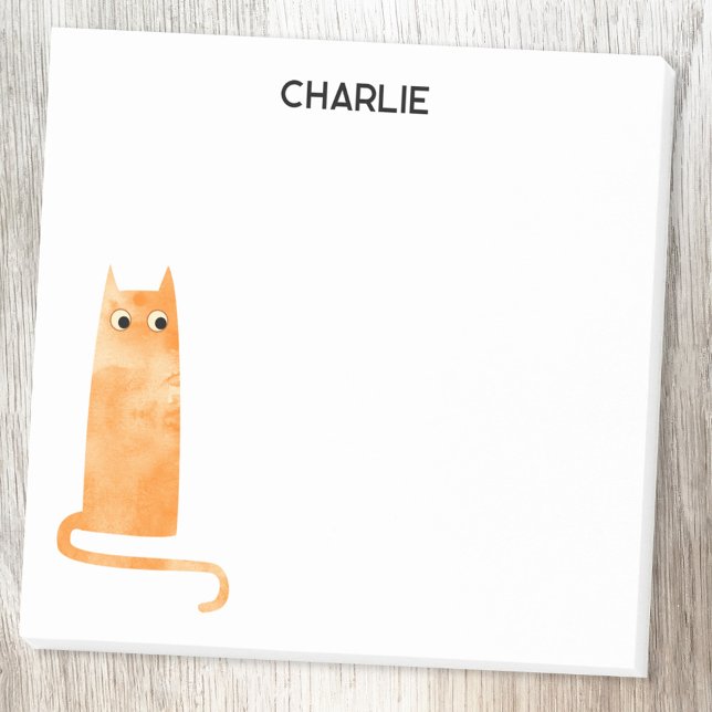 Notas Post-it® Personalizado de gato naranja (Orange Ginger Cat personalized custom name Post-it sticky notes)
