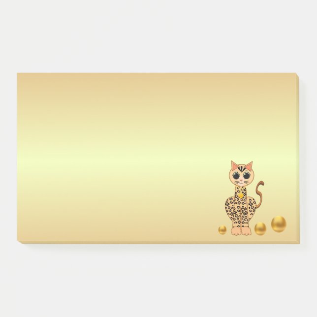 Notas Post-it® Personalizado de gato tigre lindo en oro (Anverso)