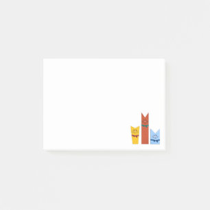 Notas Post-it® Personalizado de gatos divertidos y coloridos