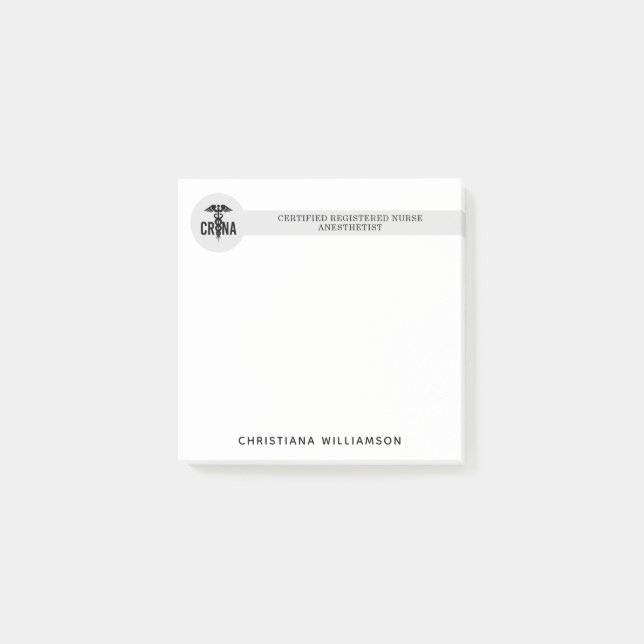 Notas Post-it® Personalizado de la CRNA Certificado de enfermero  (Anverso)