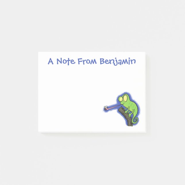 Notas Post-it® Personalizado de lagarto de camaleón verde lindo (Anverso)