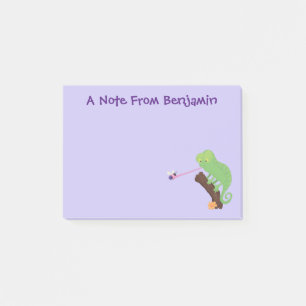 Notas Post-it® Personalizado de lagarto de camaleón verde lindo