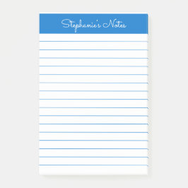 Notas Post-it® Personalizado de lino azul medio simple
