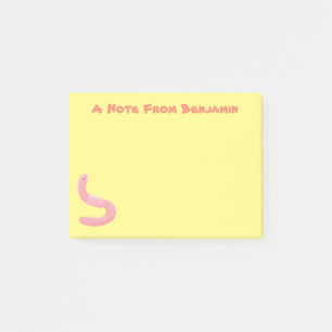 Notas Post-it® Personalizado de lombrices de tierra rosa y alegre