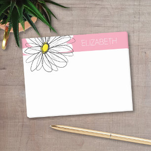 Notas Post-it® Personalizado de margarita amarilla y rosa