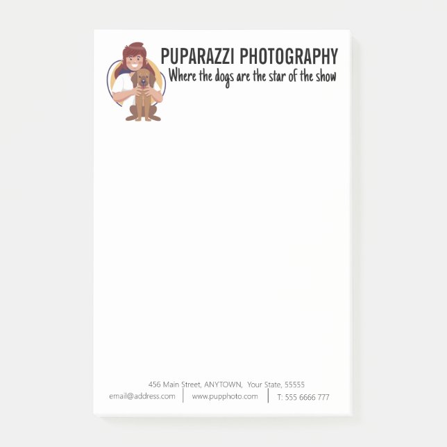Notas Post-it® Personalizado de negocios de fotografía de perro (Anverso)